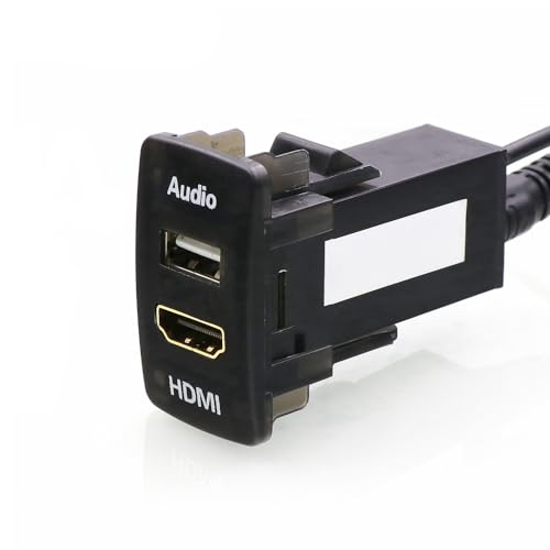 USB入力ポート＆HDMI入力ポート オーディオパーツ スイッチホールパネル HONDA ホンダ車系用 代替品 社外品 (サイズA:44*25.5mm)
