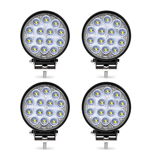 ワークライト 42W LED ワークライト作業灯 丸形 広角 (60度) ワークライト LED車外灯農業機械 オフロード車両や公園 庭の照明など フォグランプ 汎用 防水 防塵 耐震 長寿命 ホワイト 6000K 12V-24V4個入