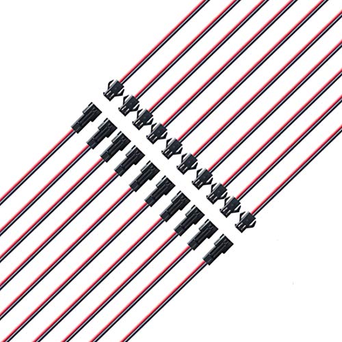 2ピン SM JST コネクター 15cm ワイヤケーブル 延長コード 10個メス-10個オス 単色5050 3528 5630 LEDテープライト ストリングライト用 送料無料