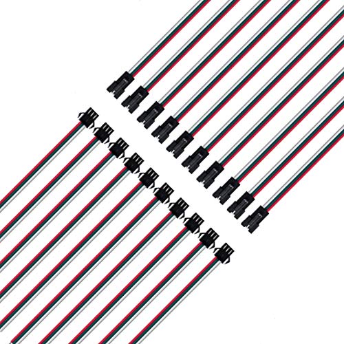 3ピン SM JST コネクター 15cm 22awg ワイヤケーブル 10個メス-10個オス WS2812B WS2811 SK6812などLEDテープライト用 送料無料