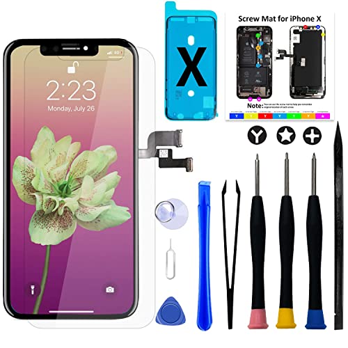 iPhone X LCD 液晶パネル 画面交換キット - 5.8インチ 3Dタッチ- 修理工具と保護フィルム付き 送料無料