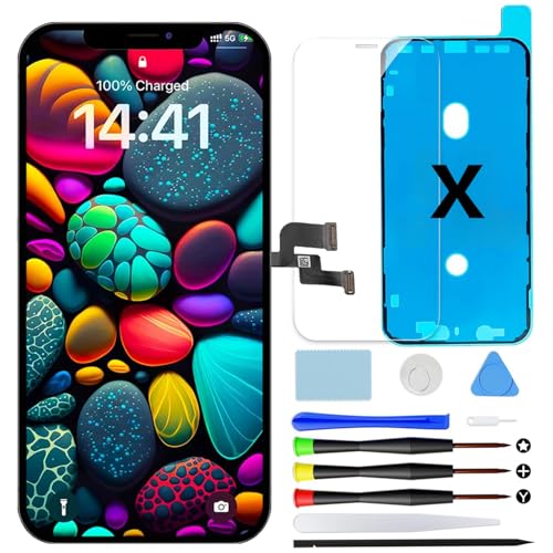 iPhone X 液晶パネル LCD デジタイザー フレーム 5.8インチ 修理ツール付き 強化ガラス 保護フィルム 防水シール 3DタッチA1865 / A1901 / A1902 互換品 代替品 送料無料