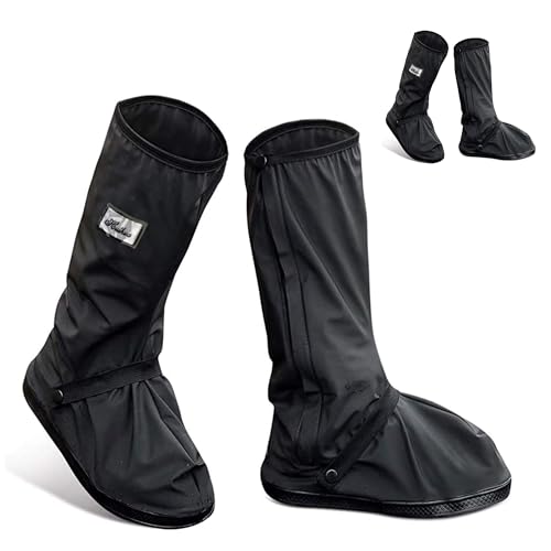 シューズカバー 防水 靴 レイン カバー 雨 雪 泥避 靴保護 2足 レインブーツ 梅雨対策 通勤通学 自転車 バイク用 ブーツカバー お手入れ簡単 滑り止め 軽量 折りたたみ 履きやすい 男女兼用 (2足ロング ブラック 2足L (ロング) )