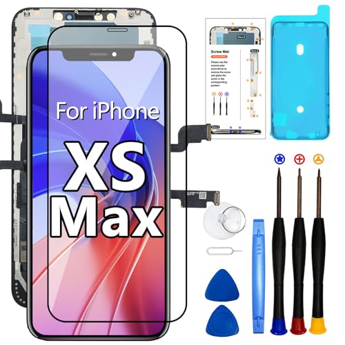 iPhone Xs Max LCD 液晶パネル 画面 交換修理 フルHD LCDディスプレイタッチスクリーンアセンブリ 互換性のあるiPhone Xs Max液晶パネル交換修理 +メンテナンスキット工具付きし (6.5インチ) 送料無料