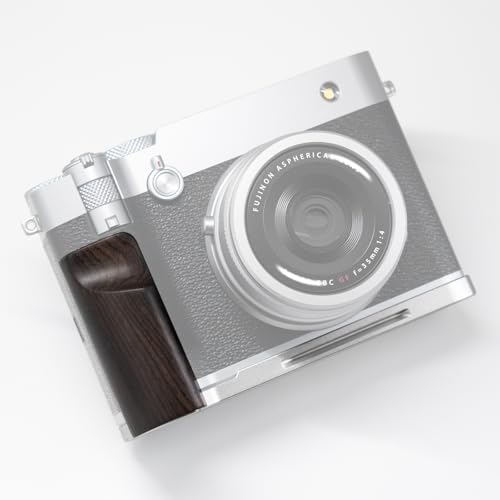 カメラグリップ FUJIFILM GFX100RF カメラ L型 クイックリリース プレート 互換品 レトロ 天然 木製ハンドル (紫光黒檀銀板)