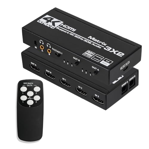 4K HDMI行列 3インプット 2最終生産物 HDMI行列 スイッチャー HDR HDCP 2.2 相応う 4Kx2K@60サイクル 3D 1080P IR遠隔操作付き添い人