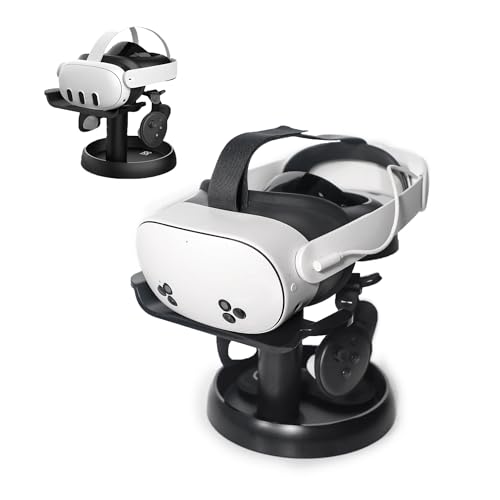 VR スタンド Quest 3S / Quest 3 / PICO 4 / Vision pro / PS VR2 にVR ヘッドセット アクセサリー Quest / Quest 2 に対応ヘッドセットおよびコントローラー用スタンド (黒)