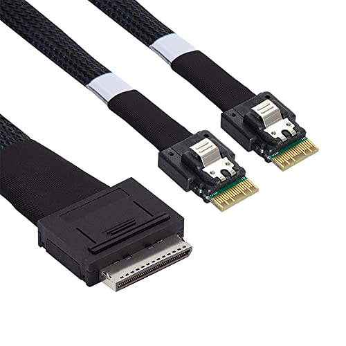 OCuLink PCIe PCI Express SFF-8611 8 x 8チャネル~デュアルSFF-8654細線4 x SSDデータアクティブケーブル ケーブル 50cm|LAVETT