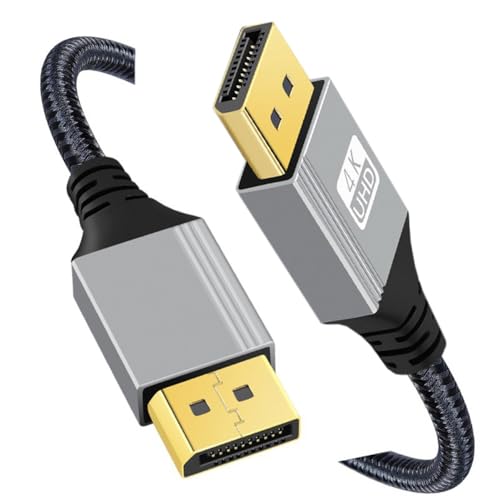 ディスプレイポートケーブル DisplayPort DP - DP ケーブル 4K 60hz ケーブル シルバー スリーブ Ultra-HD UHD デスクトップ ノートパソコン モニター グラフィック カード用 ストレート (100cm) 送料無料