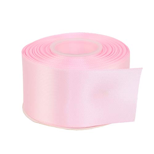 リボン サテン 両面 両面サテンリボン 幅50mm×22M巻 手芸 服飾 ラッピング ちょう結び リボン #123-パールピンク