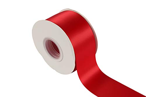 リボン サテンリボン シルキーサテンリボン 横長50mm シルキー 両面サテンリボン 縦長22m ＃レッド