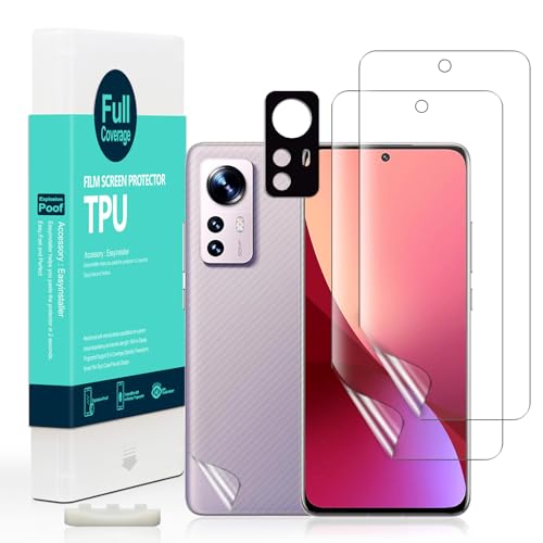 Xiaomi 12 Pro 5G 保護フィルム カメラレンズプロテクター付き 背面保護フィルム付き 指紋認証 気泡なし 2枚入り 送料無料