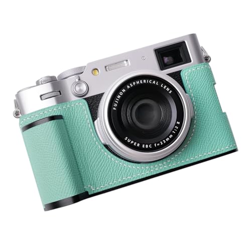 FUJIFILM 富士フイルム X100VI お手々手持ち部分 写真機入れもの 写真機押しかぶせる 写真機御徒面子 本革 銀付牛皮本体 + 金属元素軍事基地一皿 + 手持ち部分 3インチ1青写真 (青色)