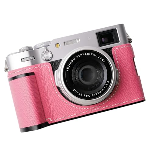 FUJIFILM 富士フイルム X100VI お手々手持ち部分 写真機入れもの 写真機押しかぶせる 写真機御徒面子 本革 銀付牛皮本体 + 金属元素軍事基地一皿 + 手持ち部分 3インチ1青写真 (サクラ色B)