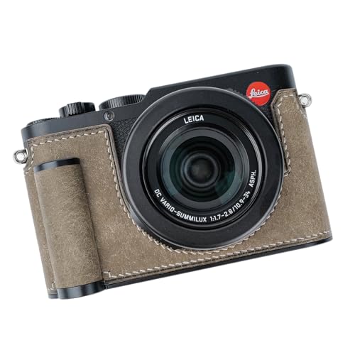 Leica ライカ D-LUX8 お手々手持ち部分 写真機入れもの 写真機押しかぶせる 写真機御徒面子 本革 銀付本革本体 + 金属元素軍事基地一皿 + 手持ち部分 3インチ1青写真 (レトログレー)