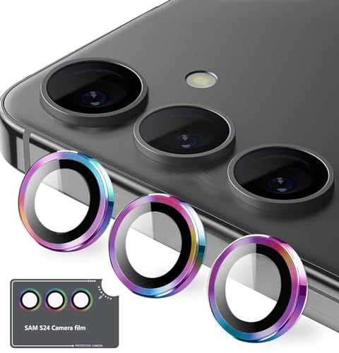 Galaxy S24 カメラフィルム ギャラクシーS24 (SC-51E / SCG25) カメラ保護フィルム 薄型 強化ガラス 耐衝撃 独立型 露出オーバー防止 アルミ合金 カメラカバー (多色 Galaxy S24)