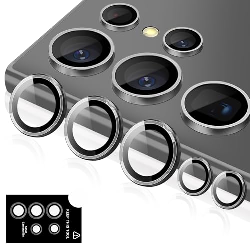 Galaxy S25 Ultra カメラフィルム ギャラクシーS25ウルトラ カメラ保護フィルム 薄型 強化ガラス 耐衝撃 独立型 露出オーバー防止 アルミ合金 カメラカバー (ブラック)