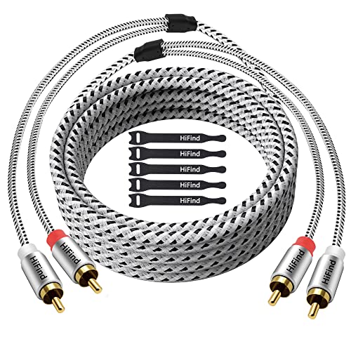 RCA Cable 20M Hi-Fi Sound Quality Subwoofer Cord Red and White Coaxial Digital Audio Cable 20 Meters 2 RCA-2RCA Analog Stereo Audio Line Double Shielded Nylon Heavy Duty Speaker Amplifier Compatible with HDTV Car Home Theater