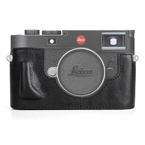 Leica M11 入れもの 本革 写真機入れもの 蓄電池取り替えっこ能力のある 三脚架螺旋釘穴付き添い人 (黒いこと) - 相応う写真機：Leica M11 保護すること入れもの 納める入れもの 持ちはこぶ 保護すること押しかぶせる 耐衝撃 保護すること キズ押しとどめる 納める キャリングケース 入り替わり品 社外品 写真機の保護すること