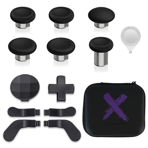 Xbox Elite Series 2 コントローラー サムスティック 方向キー メタルキット 金属製サムスティック 6本&調整ツール&方向キー 2個&背面パドル 4個 Xbox Elite Series 2コ アコントローラー対応用 [ブラック＆メタリック銀]