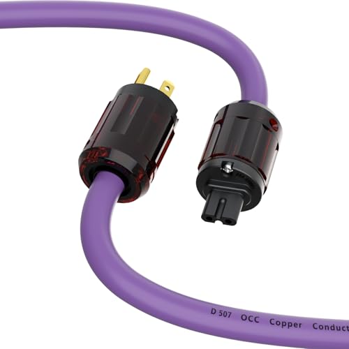 メガネ電源ケーブルオーディオマニアHiFiオーディオ電源コード12AWG 4N OFC AC電源24K金メッキアメリカン・オス-C7 2穴メス・プラグ サブウーファー アンプ HDTV用の125V / 15A (2M)｜LAVETT