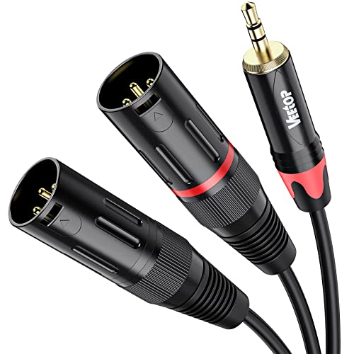 マイクケーブル 3.5mm to xlr×2 2xlr 3.5mm 変換 3.5mm to 2XLR (オス) 3.5mm trs to xlrオス変換ケーブル 3.5mm (1 / 8 Inch) ステレオ(オス) to XLR (オス)変換ケーブル 1.5m