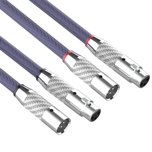 Audiophile 18 AWG ハイエンドマイクケーブル 1.5Meters / 5 Feet 3極 xlr xlr(オス) -xlr(メス) オス信号ケーブル OFC シルバーメッキ XLRケーブル 編組スリーブ付き (1組)