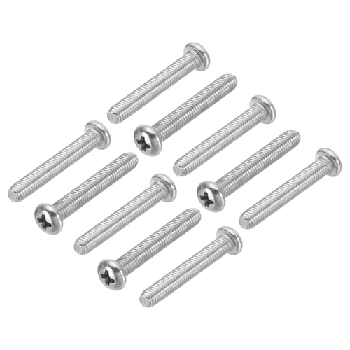 小ネジ 丸頭 十字穴付き 15個 M5-0.8 x 35mm プラスネジ 304ステンレス鋼 18-8フルスレッド パンヘッドマシンプラスドライブスクリュー