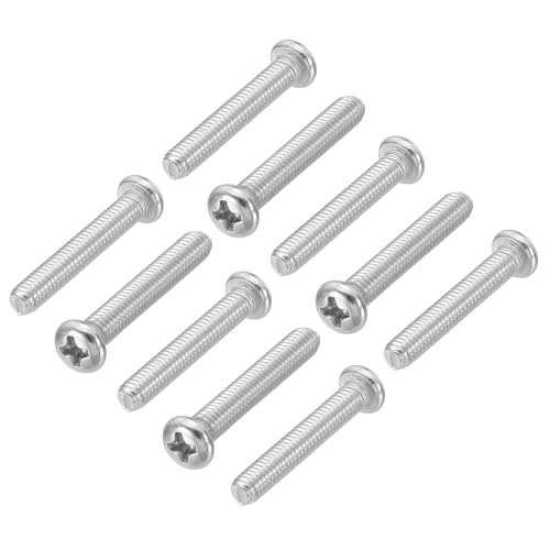 小ネジ 丸頭 十字穴付き 60個 M4-0.7 x 25mm プラスネジ 304ステンレス鋼 18-8 フルスレッド パンヘッドマシン十字穴付ドライブねじ