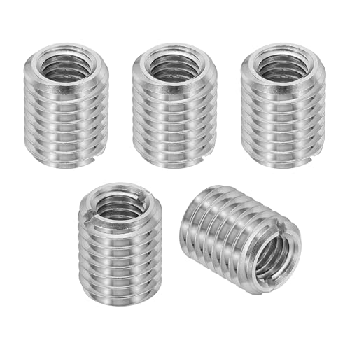 インサートナット 5個 M12×M8×15mm 縮小ナット インサートナットスリーブ セルフタッピング 埋め込みナット 316ステンレス鋼 スロット付き スクリュー修理用 変換ファスナー