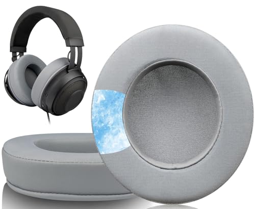 Razer Kraken 2019 イヤーパッド イヤークッション 冷却ジェル耳パッド Razer Kraken Tournament / Kraken Ultimate / Kraken Kitty / Nari 2018 / Nari Essential / Nari Ultimate Razerゲーミングヘッドセット 交換 ヘッドパッド (グレー)