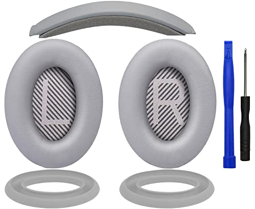 イヤーパッド + 天々周波数帯域 + イヤーパッドカバー Bose QuietComfort 35 QC35 QC35 ii Over-Ear 天々書き割り 取り替えっこ 一揃いの道具 受話器 替え パッド 落ち込み押しとどめる 座蒲団 (しろがね色)
