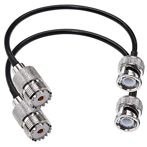 BNC-UHF VHF ジャンパーケーブル RG58 BNC オスプラグ PL259 SO239 メスジャック延長ケーブル 12インチ (30cm) CBラジオ用 M型BNC ピグテール同軸 ケーブル 2パック