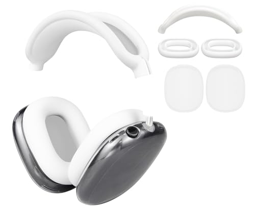 AirPods Max カバー ＋ ヘッドバンド カバー ＋ イヤーパッド ケース TPU 多方面保護 キット キズ防止 汗に強い 手軽に洗える 防塵 軽量 薄型 (ホワイト)