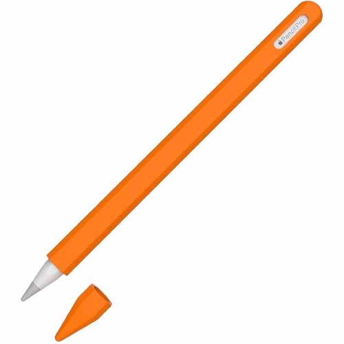 Apple Pencil Pro 2024用 / Apple pencil 第2世代用 アップルペンシルケース シリコン アップルペンシルカバー シリコン保護ケース かわいい 鉛筆 デザイン 握りやすい 滑り止め グリップ 柔らかい アップルペンシルプロ / アップルペンシル第2世代 (オレンジ...
