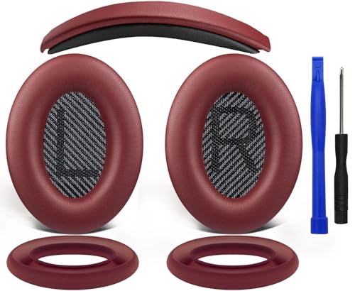 イヤーパッド + 天々周波数帯域 + イヤーパッドカバー Bose QuietComfort 35 QC35 QC35 ii Over-Ear 天々書き割り 取り替えっこ 一揃いの道具 受話器 替え パッド 落ち込み押しとどめる 座蒲団 (バーガンディ)