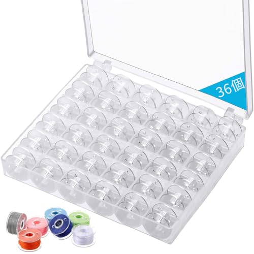 ミシンボビン ボビン 36個セット ボビンケース ボビン整理器 家庭用 ミシン スプールホルダー プラスチックスプール ミシンアクセサリー ミシン工具 再利用可能 透明 ポータビリティ 耐久性 (36個)