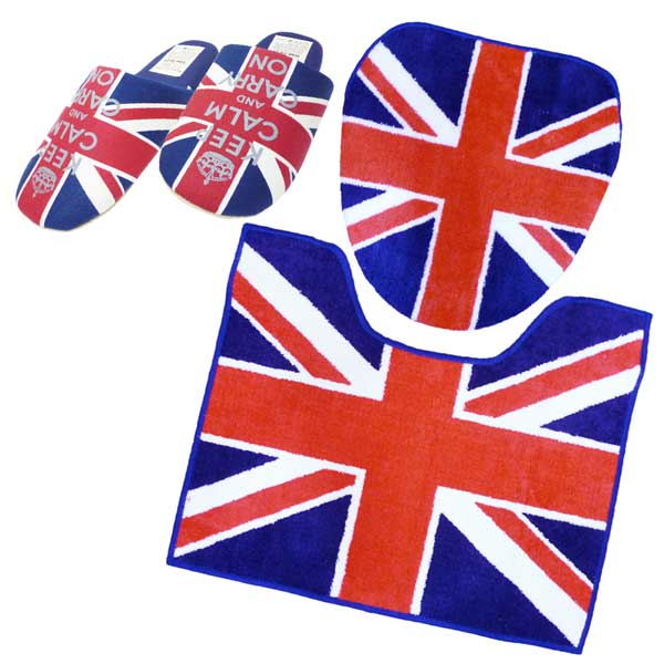 【楽天市場】ユニオンジャック トイレマット＆フタカバー＆スリッパ 3点セット UK トイレマット トイレカバー セット イギリス 英国旗