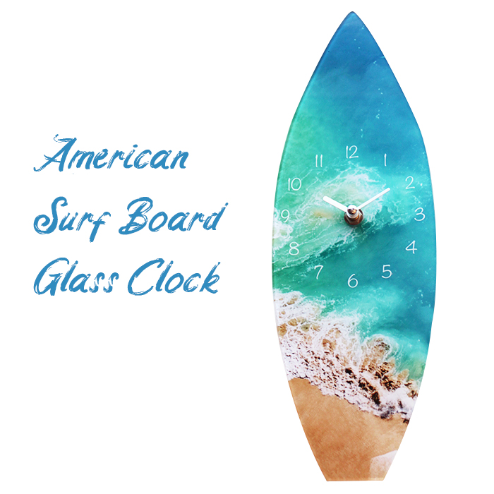 春色3カラー✧ ハワイアン クロック サーフボード型 時計 海 壁掛け