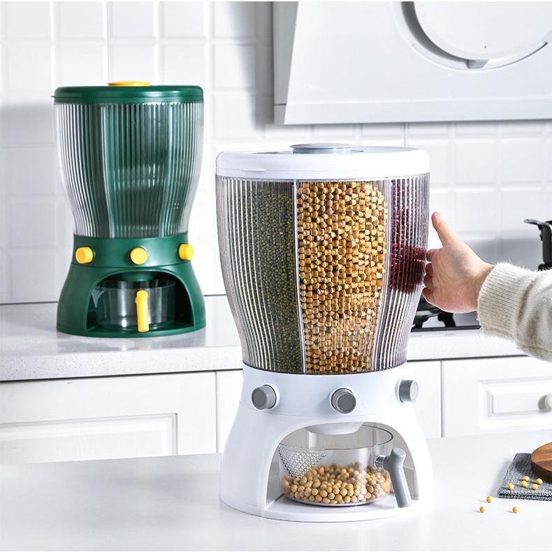 米びつ 10kg お米収納 回転式 おしゃれ キッチン用品 キッチン収納 保存容器 ライスボックス プラスチック ホワイト グリーン ハトムギ 小豆 海外