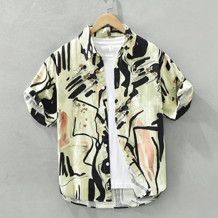 M-3XL リネンプルオーバー 半袖プルオーバー 心地よい 麻100％ ブランド名 TATOYA 分かりやすい 20代 30代 40代 バンドカラーシャツ 春 夏 成人男性 夏服 お坊っちゃん 成人男性 ゆったり 好いたらしいな 夏 メンズ プルオーバーYシャツ 柄 半袖