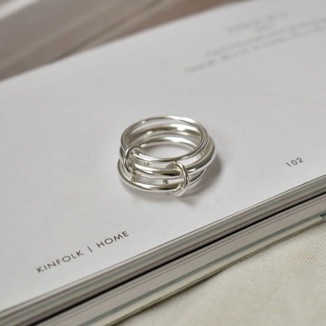 楽天市場】4連 リング 指輪 リンク シルバー925 11号 銀×金 多重