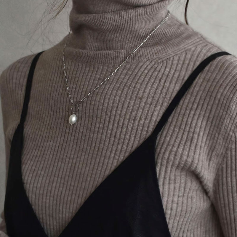 【a n c e】SV925 Front Pearl Necklace