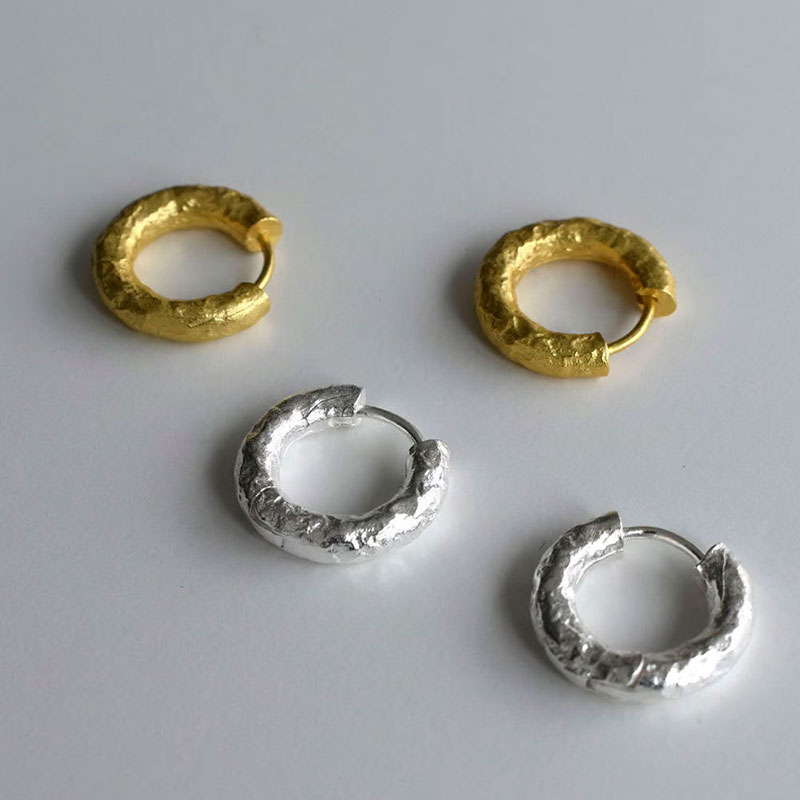 【a n c e】SV925 Crumple Hoop Pierce