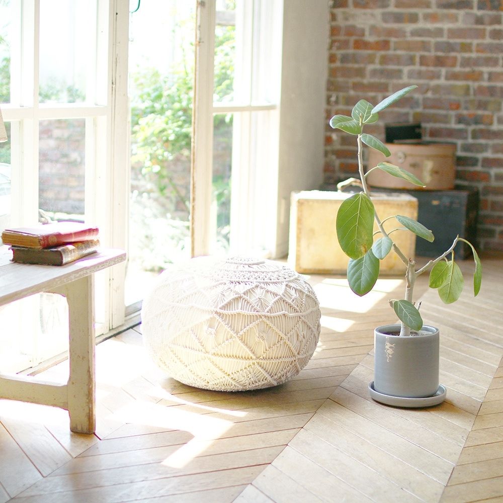 プフ クッション オットマン モロッコ ニットプフ ニット クッション おしゃれ 大きい かわいい 腰掛け 椅子 座椅子 チェア フロア ナチュラル エスニック 置くだけ 丸 インテリア 生活 雑貨 プレゼント ギフト ハワイ ハワイアン リゾート ビーチ クッションプフマクラメ