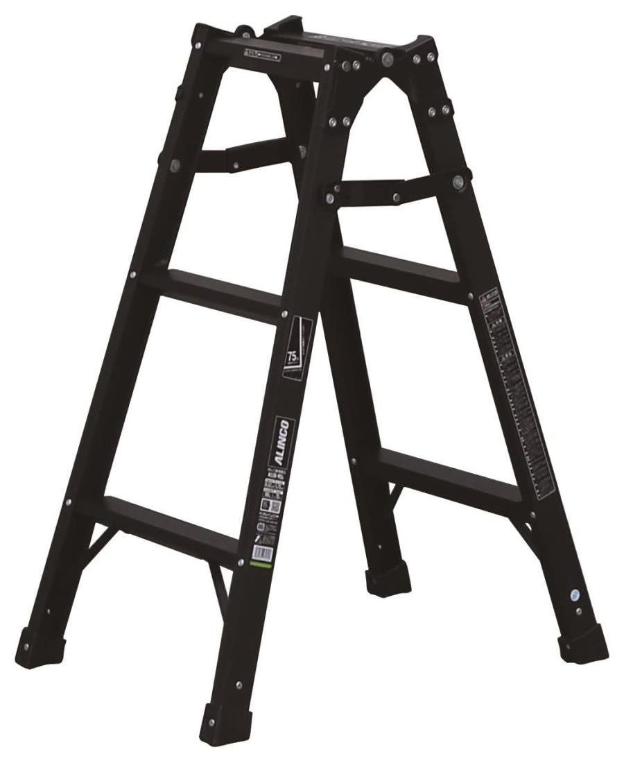 アルインコ(ALINCO) アルミ はしご兼用脚立 82cm ブラック エコノミータイプ 軽量 折りたたみ 幅広踏ざん 洗車 掃除 お庭 お手入れ 日曜大工 KUR90