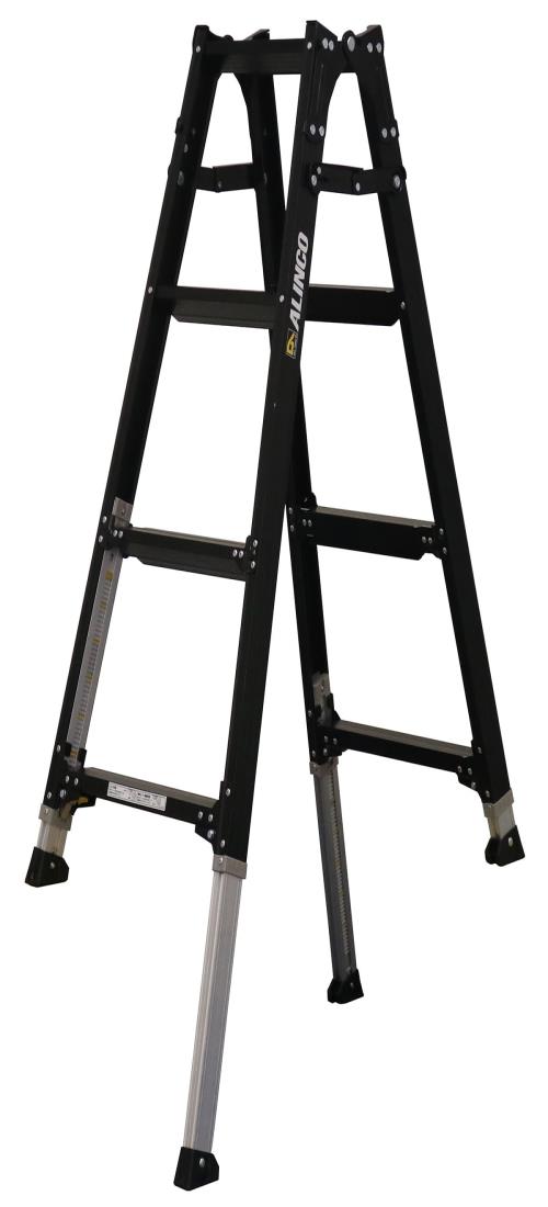 アルインコ(ALINCO) アルミ 伸縮脚付はしご兼用脚立 ブラック 高さ100～130cm 耐荷重100kg 軽量 折りたたみ 幅広踏ざん 洗車 掃除 お庭 お手入れ 日曜大工 PRW120BK