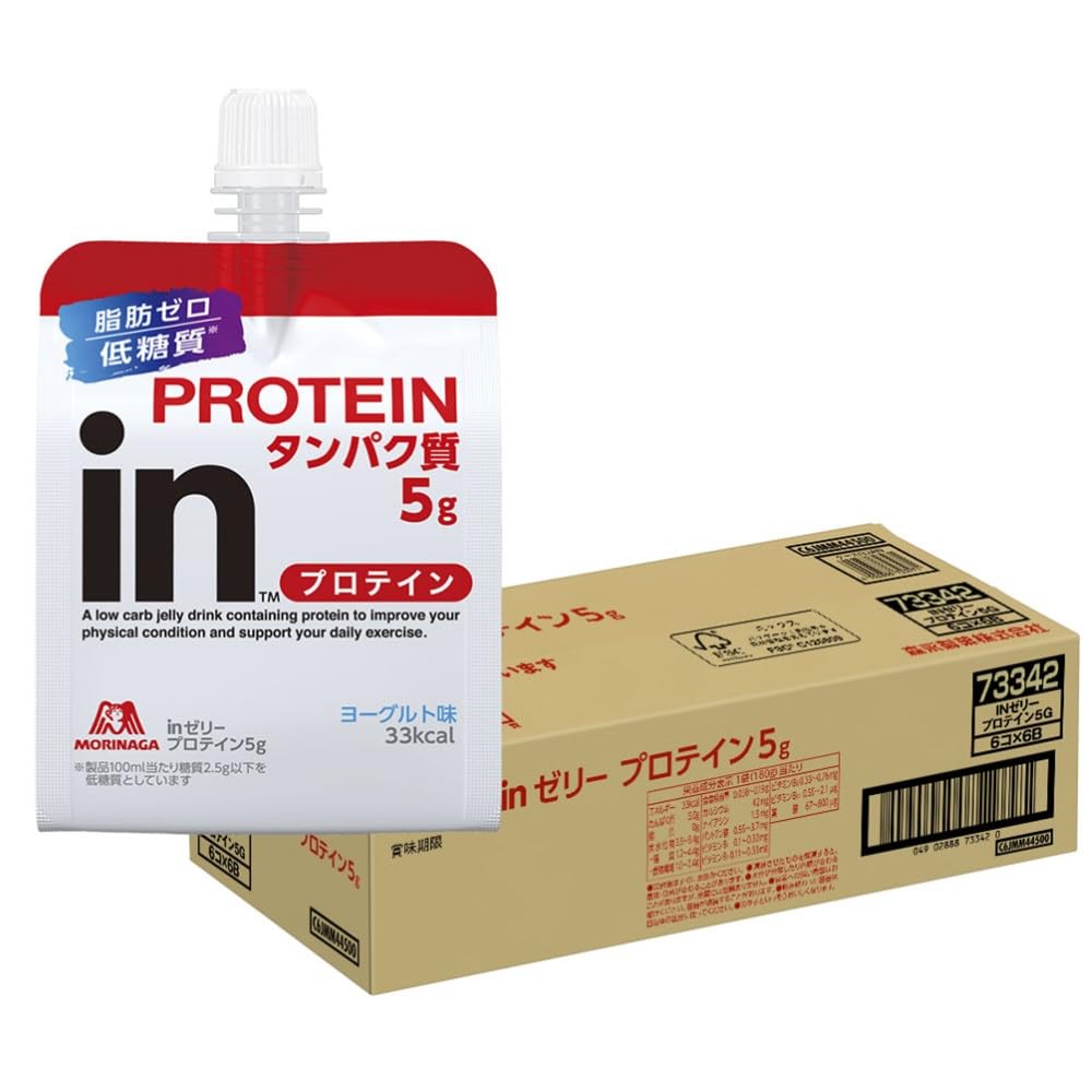 inゼリー プロテイン5g ヨーグルト味 (180g&times;36個) プロテイン タンパク質 低糖質 脂肪ゼロ ホエイ 10秒チャージ 森永製菓｜LB77店