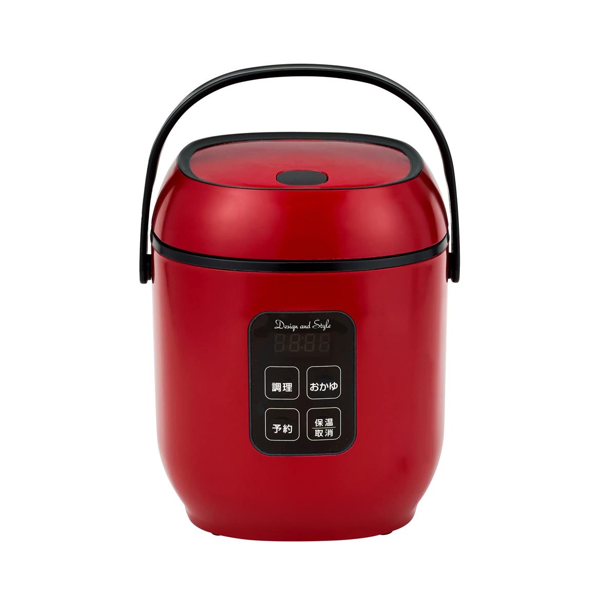D＆S ディーアンドエス コンパクトライス＆フードクッカー 小型炊飯器 炊飯器調理 0.5～1.5合炊き レッド レシピ付き 12時間予約タイマー ミニ フードクッカー 一人用 炊飯ジャー DS.8700