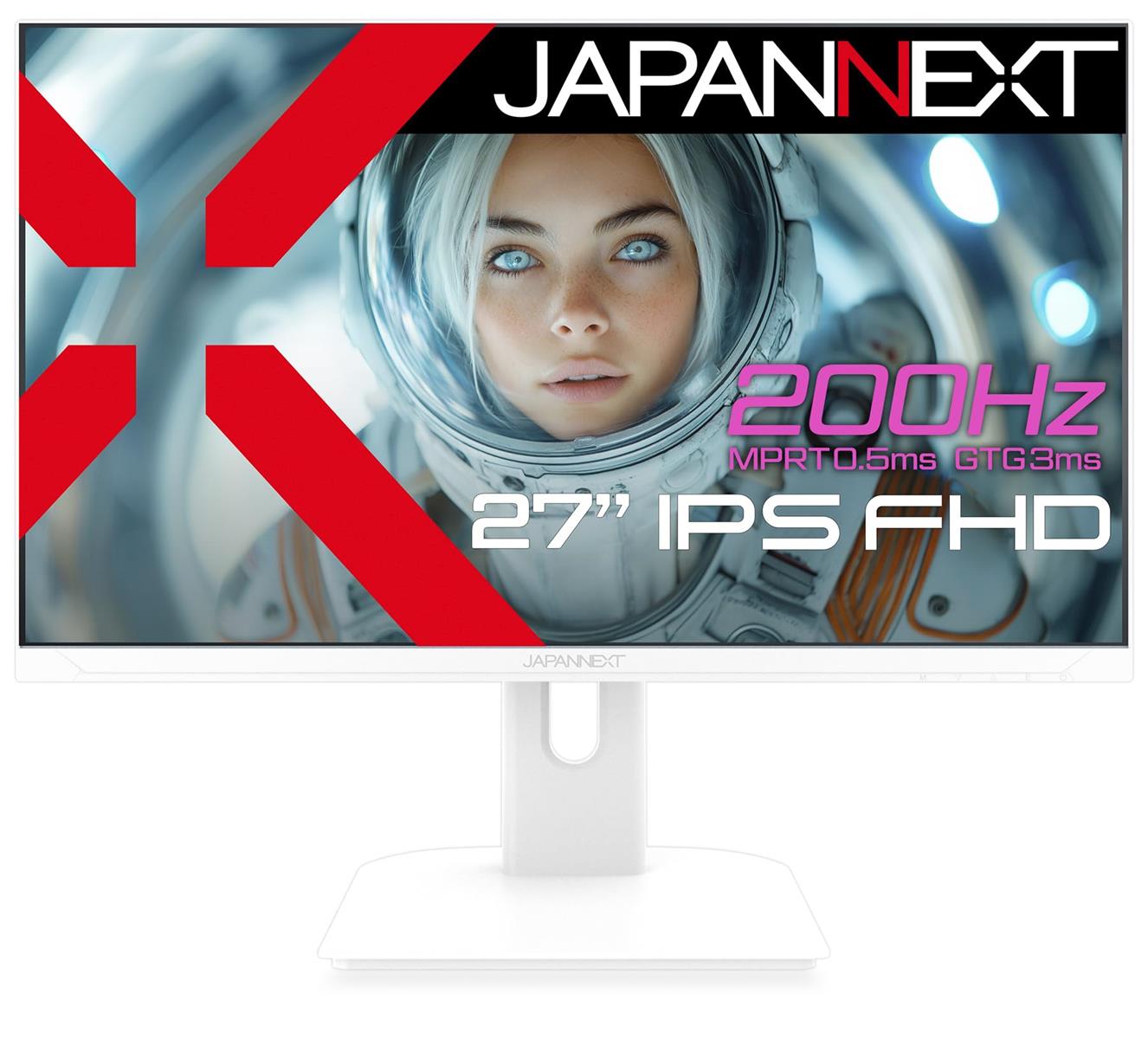 JAPANNEXT 27in ゲーミングモニター 200サイクル 0.5ms 盛りだくさん固定ディスク 1920x1080解像力 IPS ダイアログボックス 見せびらかす (HDMI/DisplayPort/VESA相応う/ブルーライトカット / 可視性角178°) JN-IPS27G200F-W
